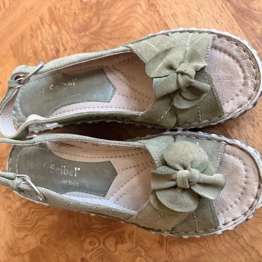 Josef Seibel Green Espadrille Slingback Shoes
